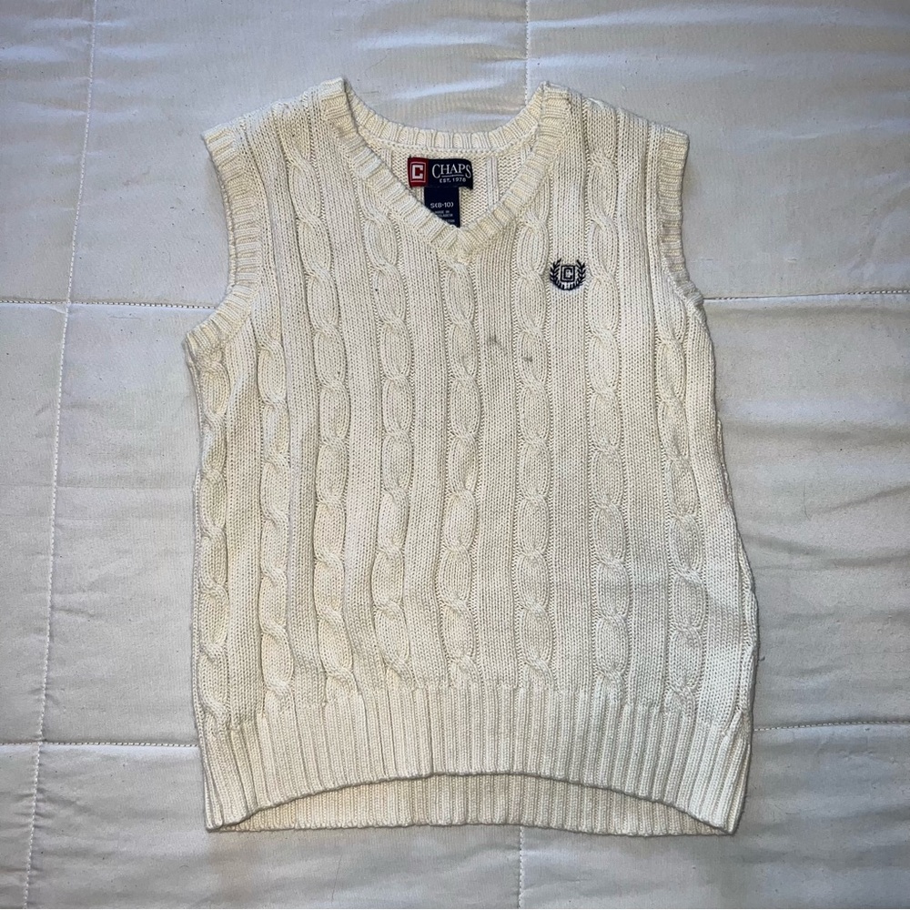 Chaps Cream/White Sweater Vest